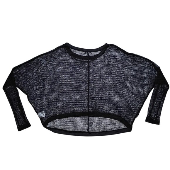 One7Six Elegant Black Mesh Top Sheer Long Sleeve Evening Blouse M - Picture 7 of 10